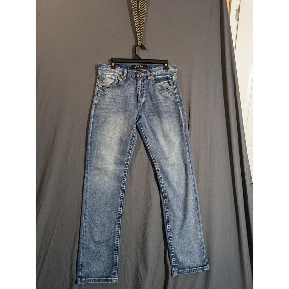 True Luck Mens‎ Jeans 32x32 Blue Wash Straight Leg Cotton Blend